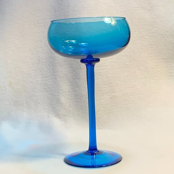 EMPOLI COMPOTE PEACOCK BLUE VINTAGE MID CENTURY - Picture 1 of 2